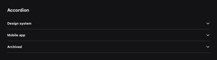Accordion rendered by native SwiftUI. Dark appearance.