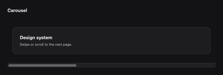 Carousel rendered by native SwiftUI. Dark appearance.