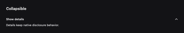 Collapsible rendered by native SwiftUI. Dark appearance.