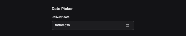 Date Picker rendered by native SwiftUI. Dark appearance.