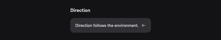 Direction rendered by native SwiftUI. Dark appearance.