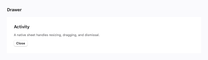 Drawer rendered by native SwiftUI.