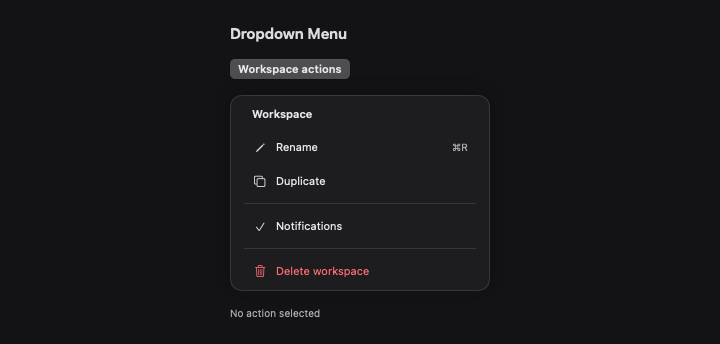 Dropdown Menu rendered by native SwiftUI. Dark appearance.