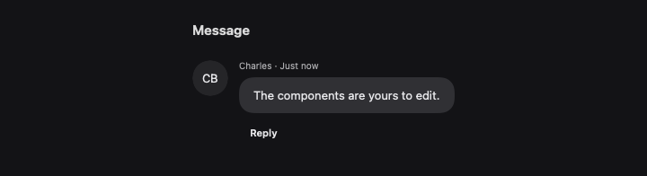 Message rendered by native SwiftUI. Dark appearance.