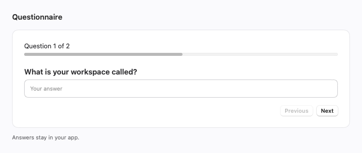 Questionnaire rendered by native SwiftUI.