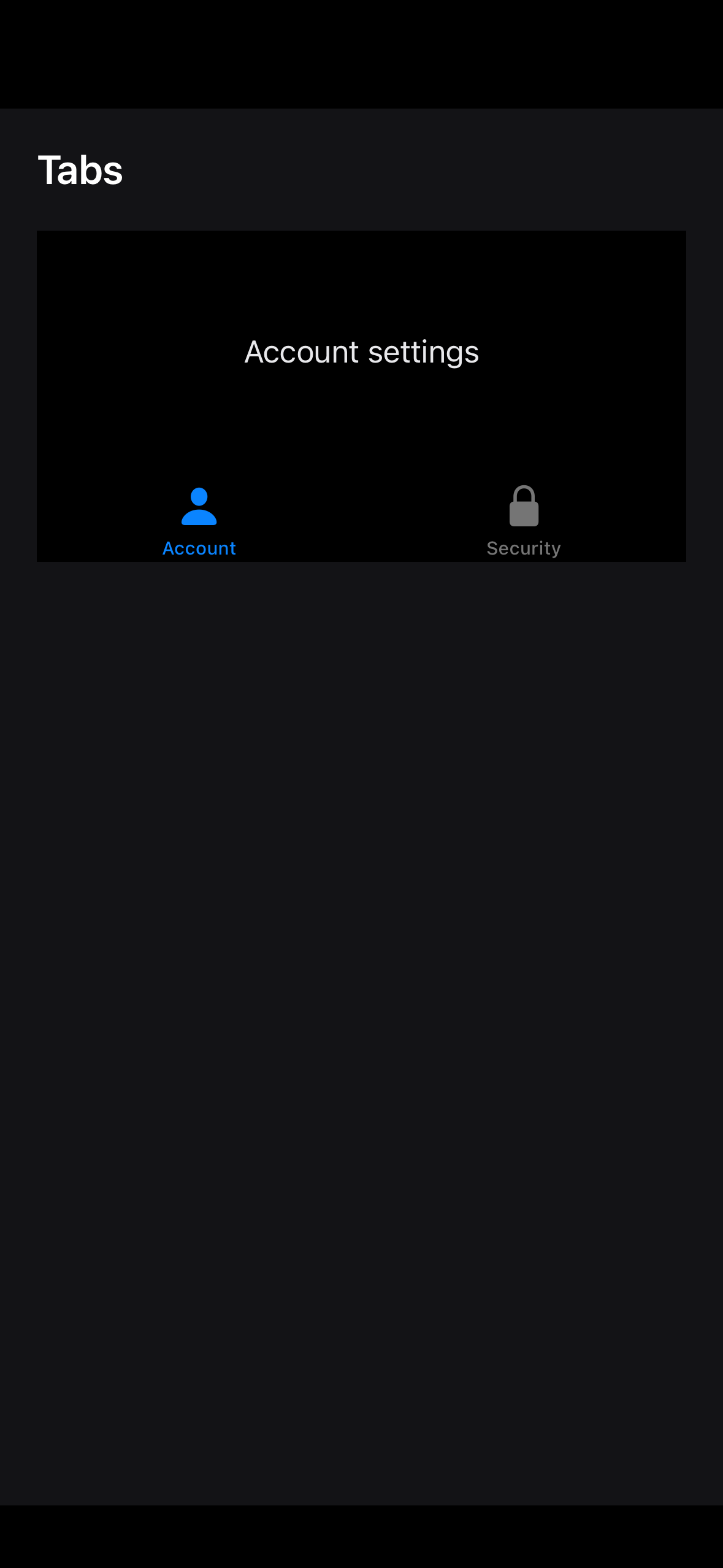 Tabs rendered by native SwiftUI. Dark appearance.