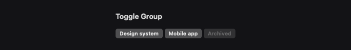 Toggle Group rendered by native SwiftUI. Dark appearance.