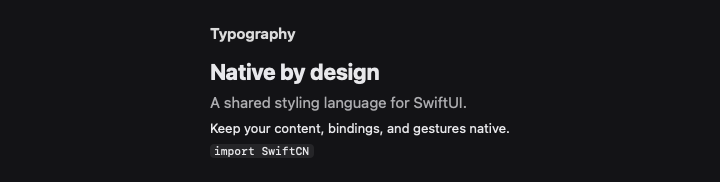 Typography rendered by native SwiftUI. Dark appearance.
